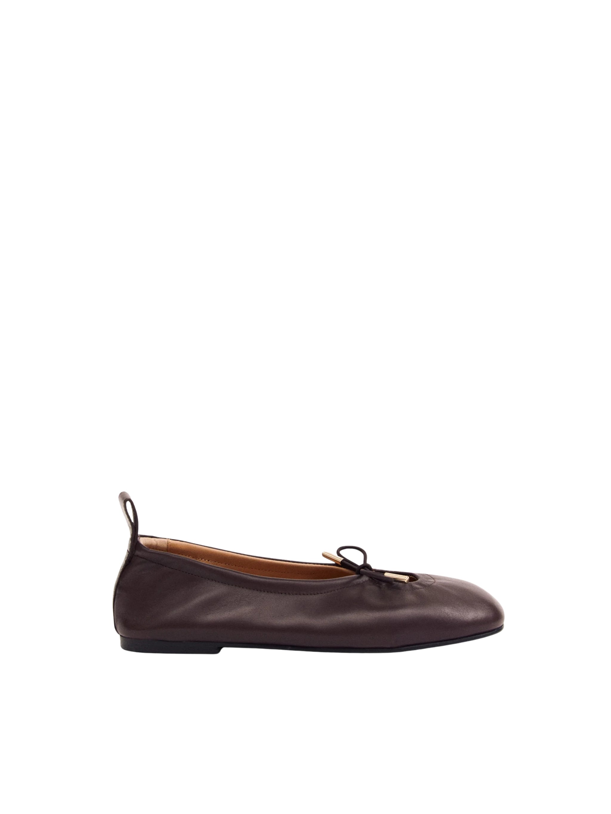 ROSALIND BROWN LEATHER BALLET FLATS