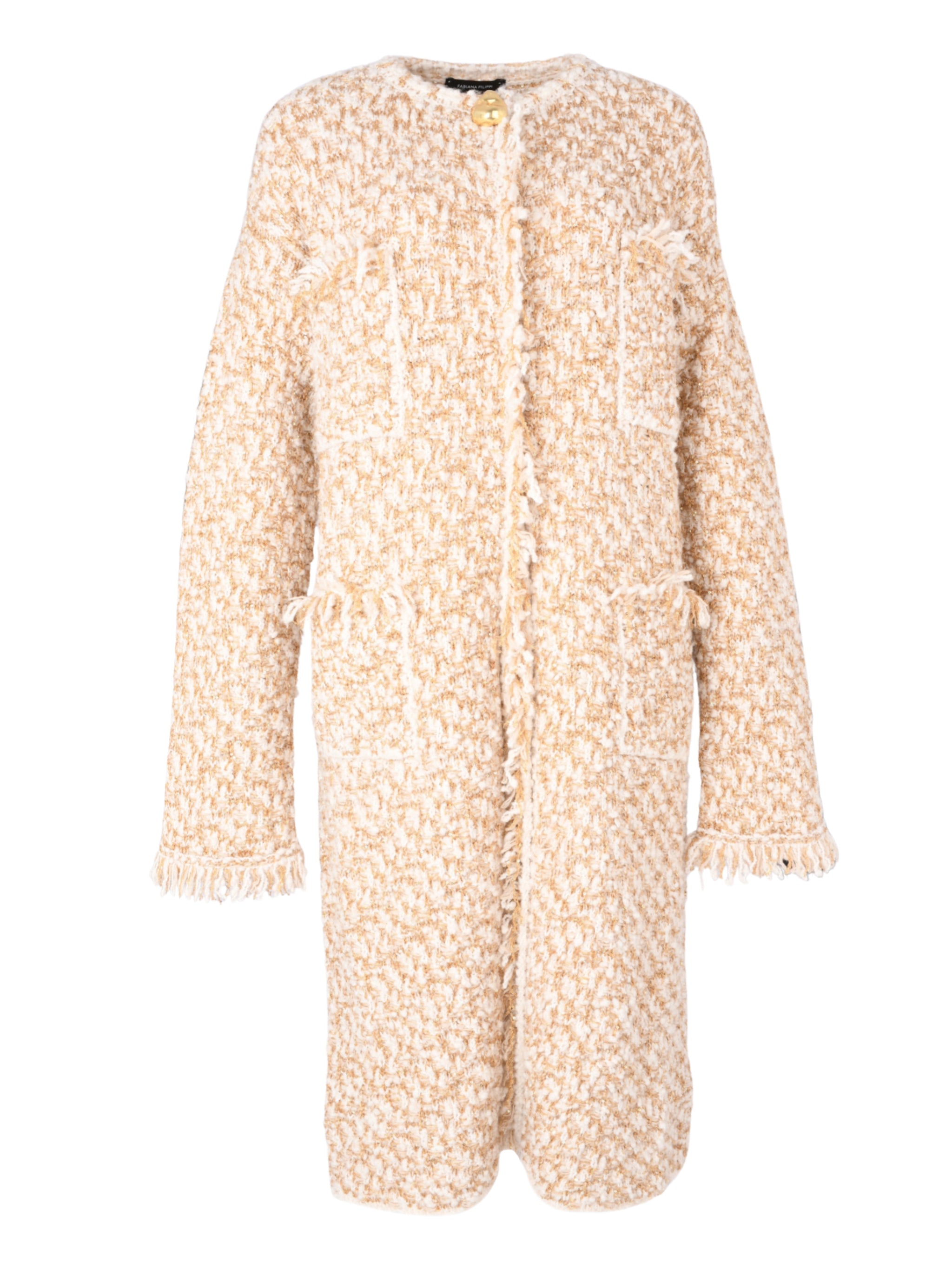 BICOLOR TWEED MIDI TOPCOAT WITH POCKETS