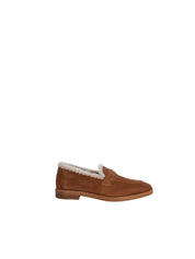 CARAMEL AND IVORY CURLY SHEARLING LOFTY FLANEUR