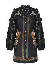 LACE SLEEVE MINI DRESS