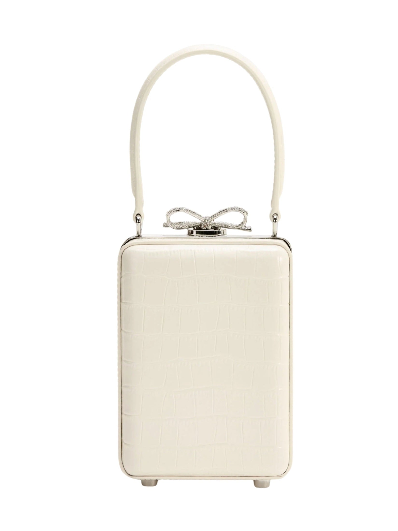 Cream croc leather micro bag