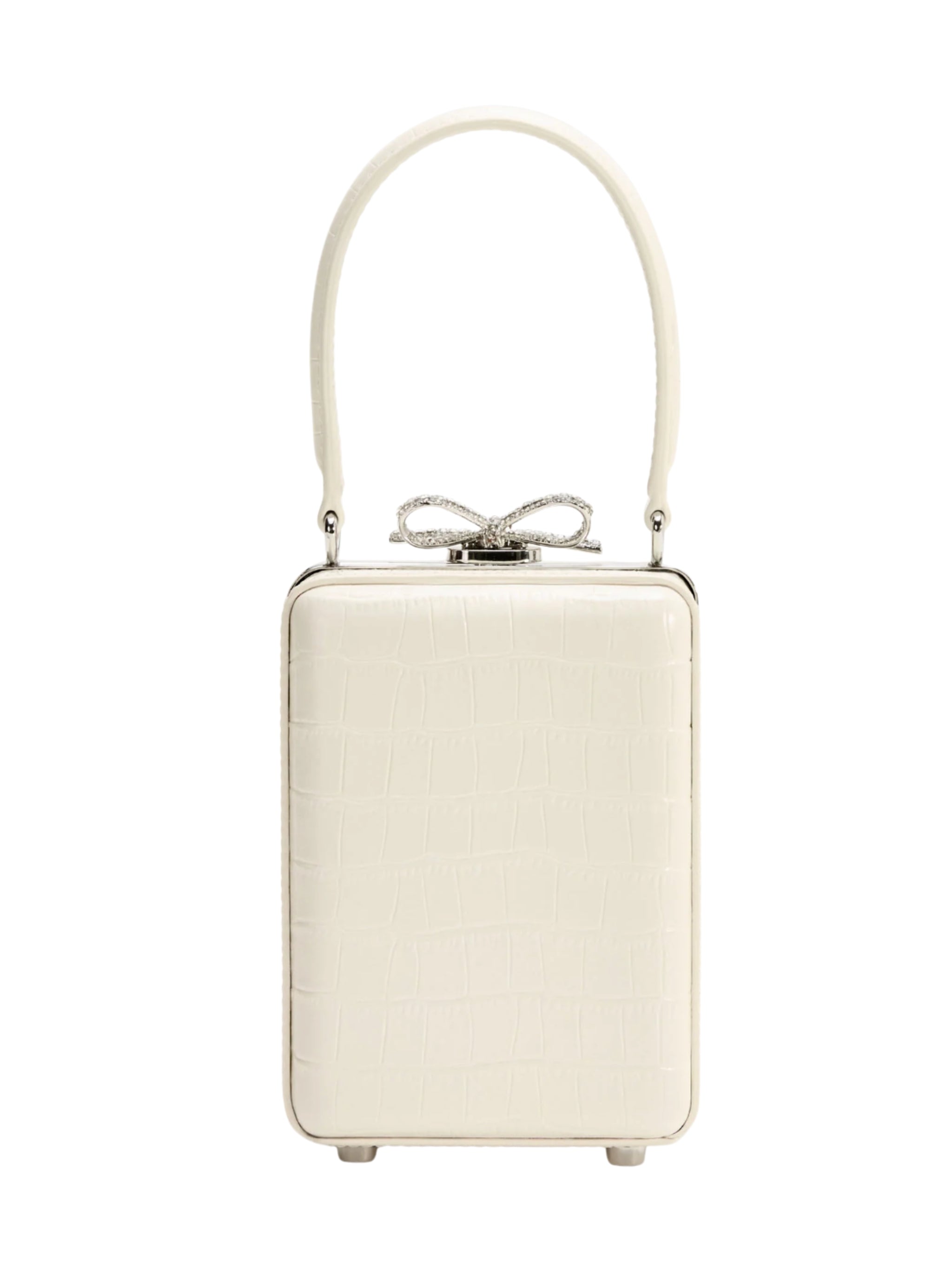 Cream Croc Leather Micro Bag