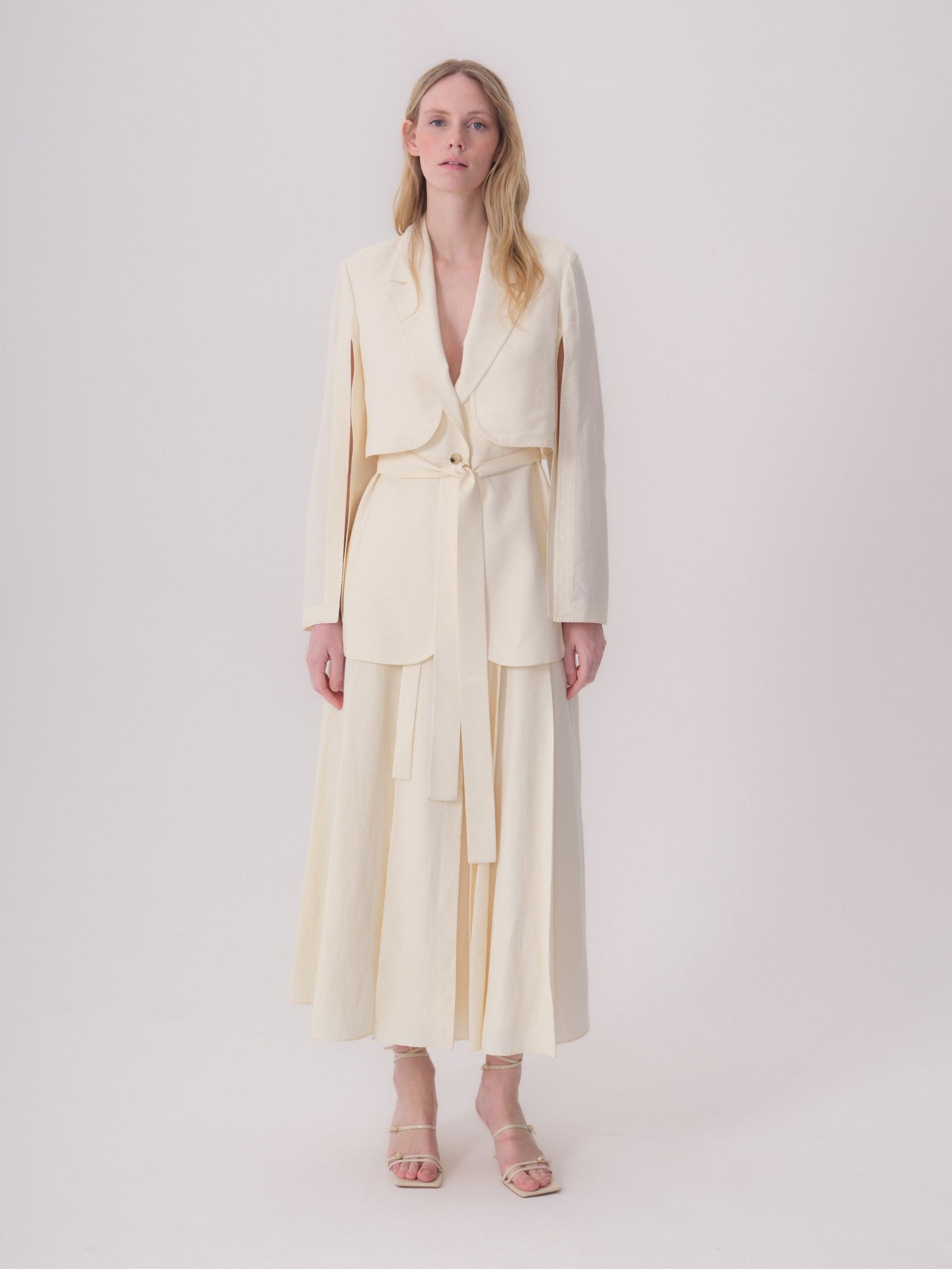 Jacket with Decorative Stitching and Bolero Detail