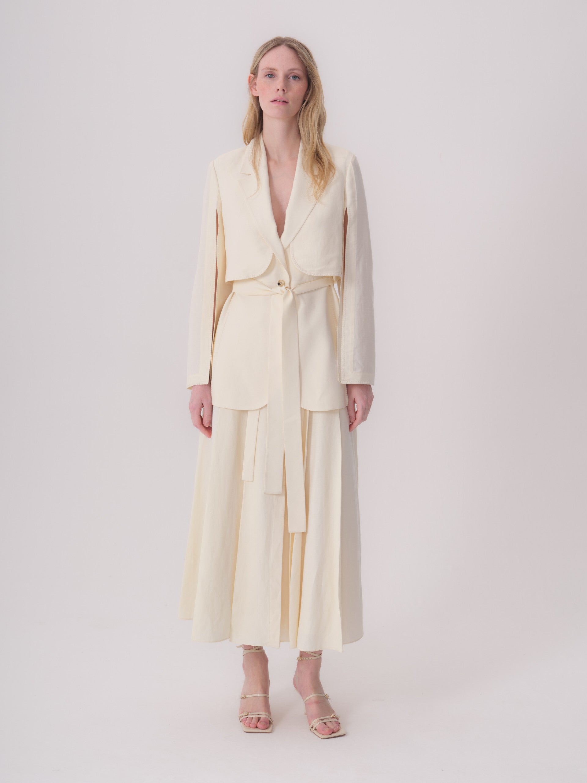 Jacket with Decorative Stitching and Bolero Detail