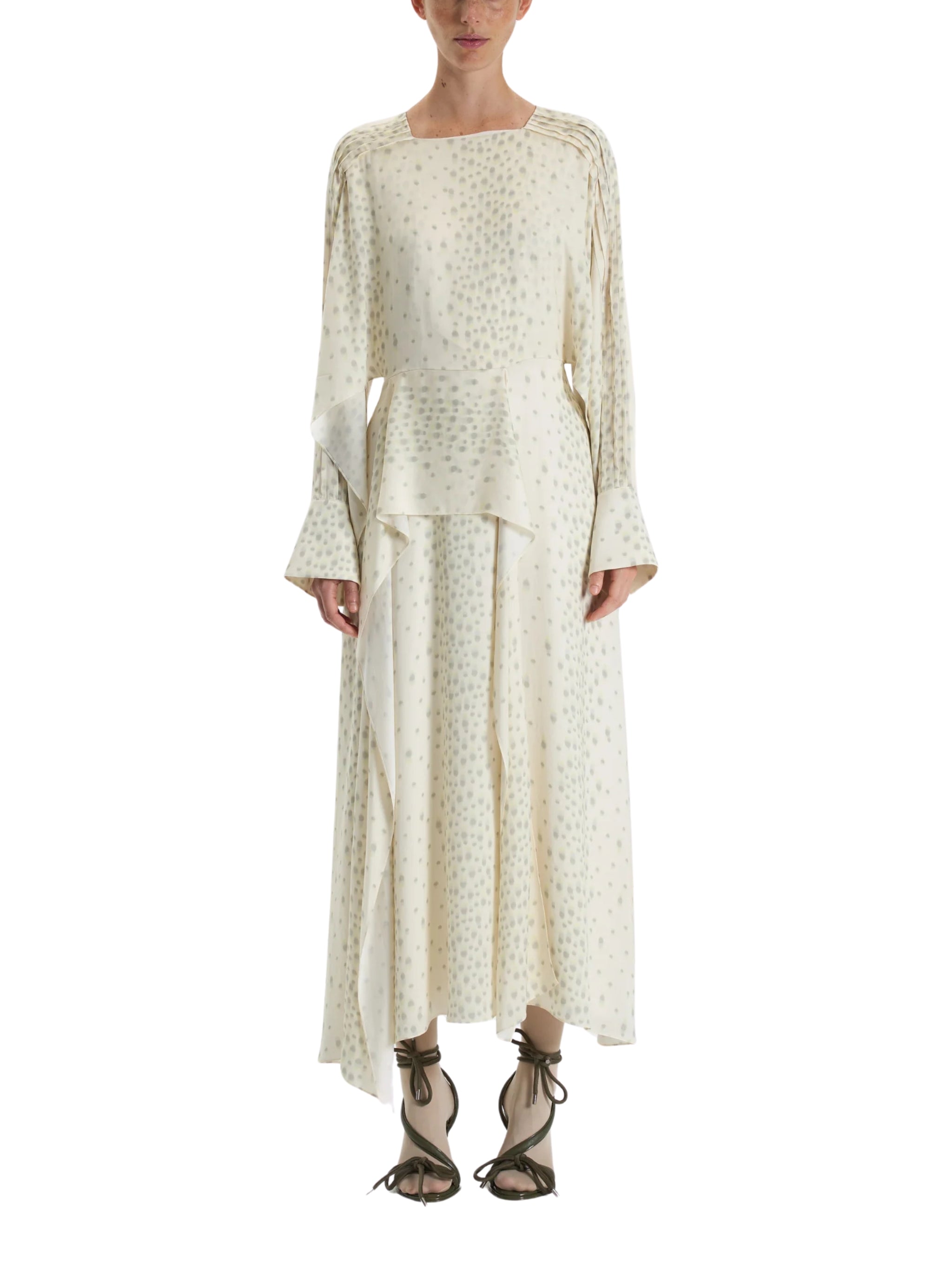 ECRU PATTERNED LONG DRESS