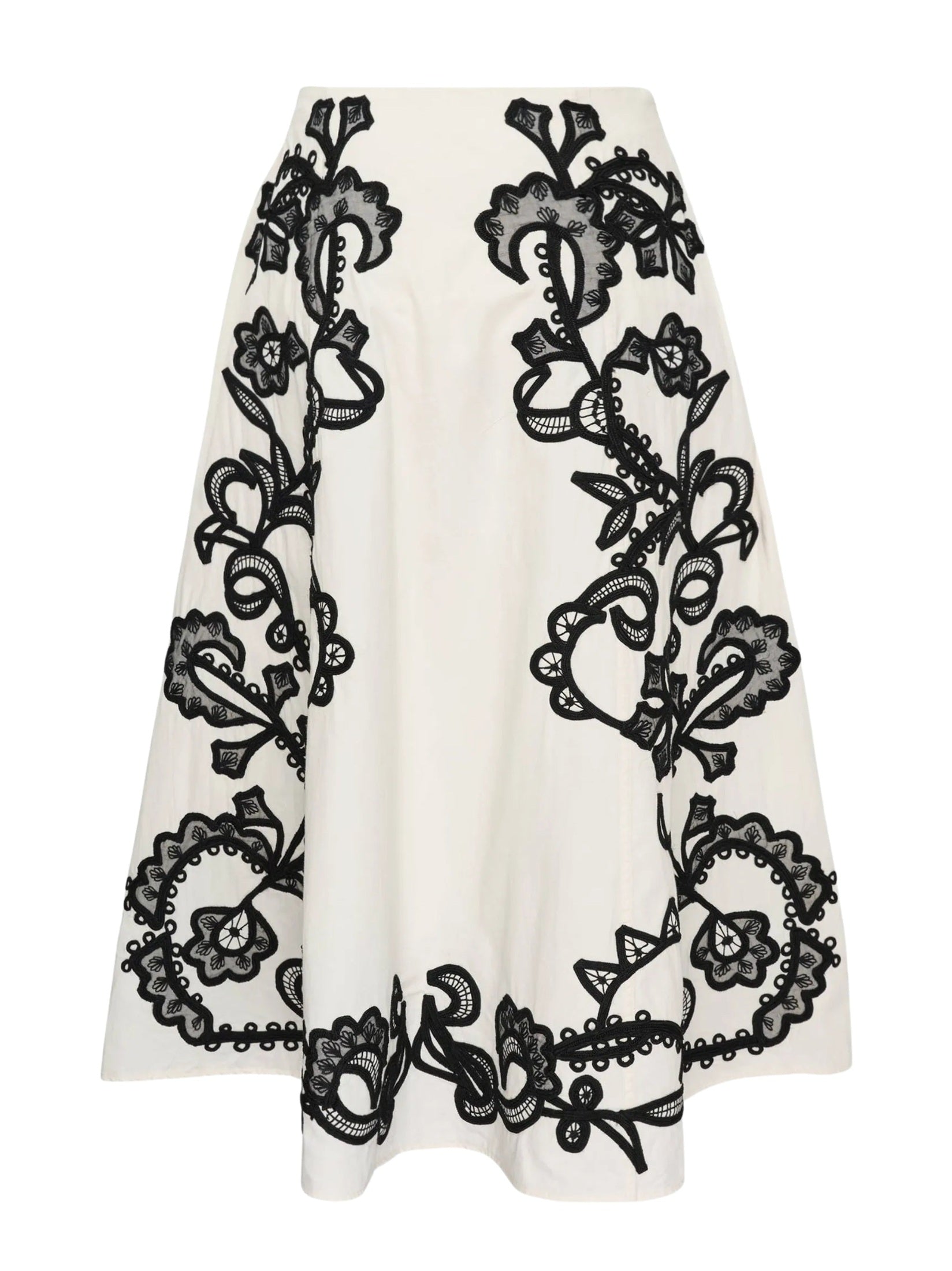 Ruby a-line emb midi skirt