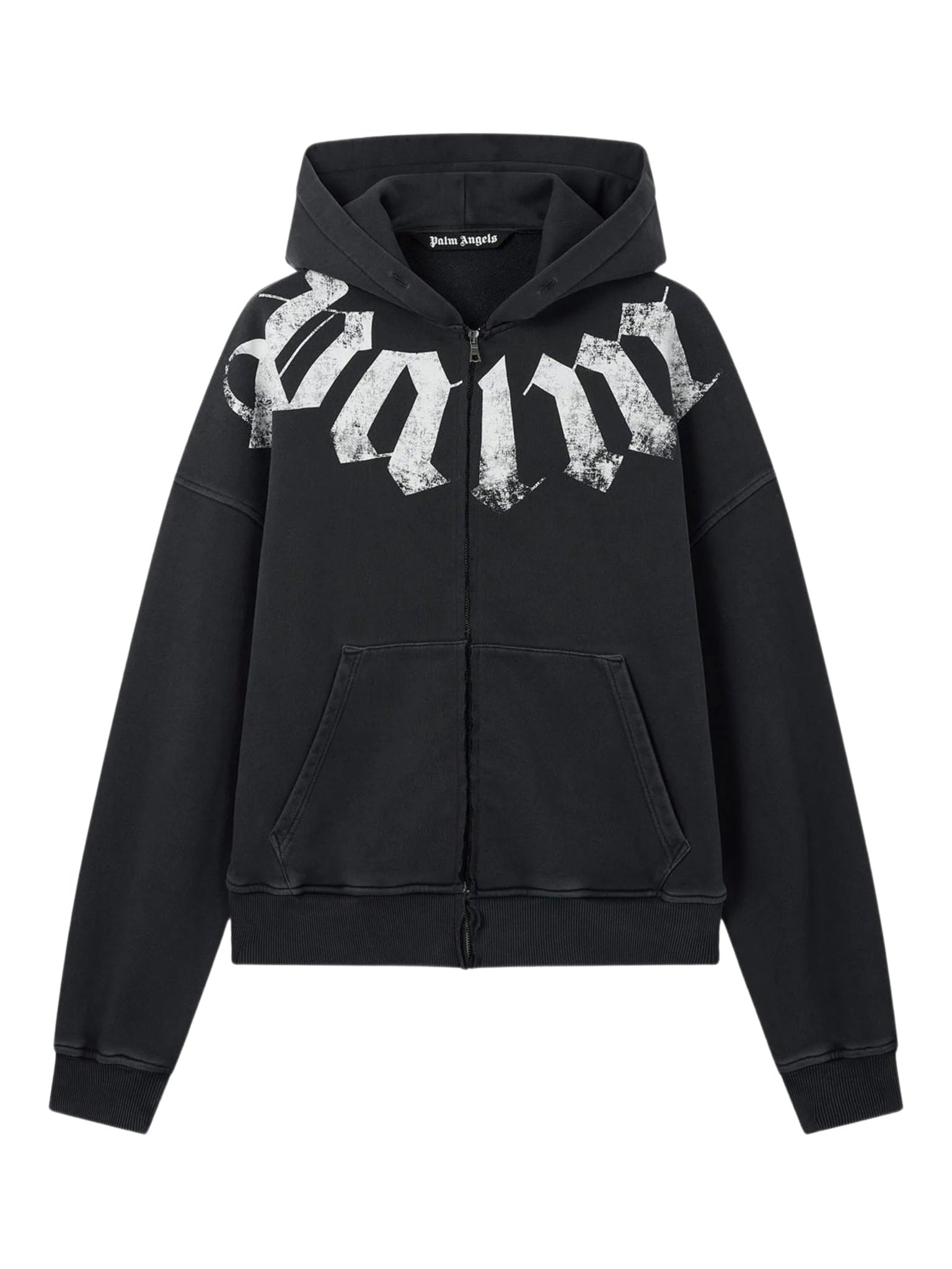 Big neck logo zip loose hoodie