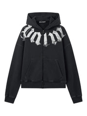 Big neck logo zip loose hoodie