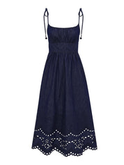 Mahon broderie denim midi