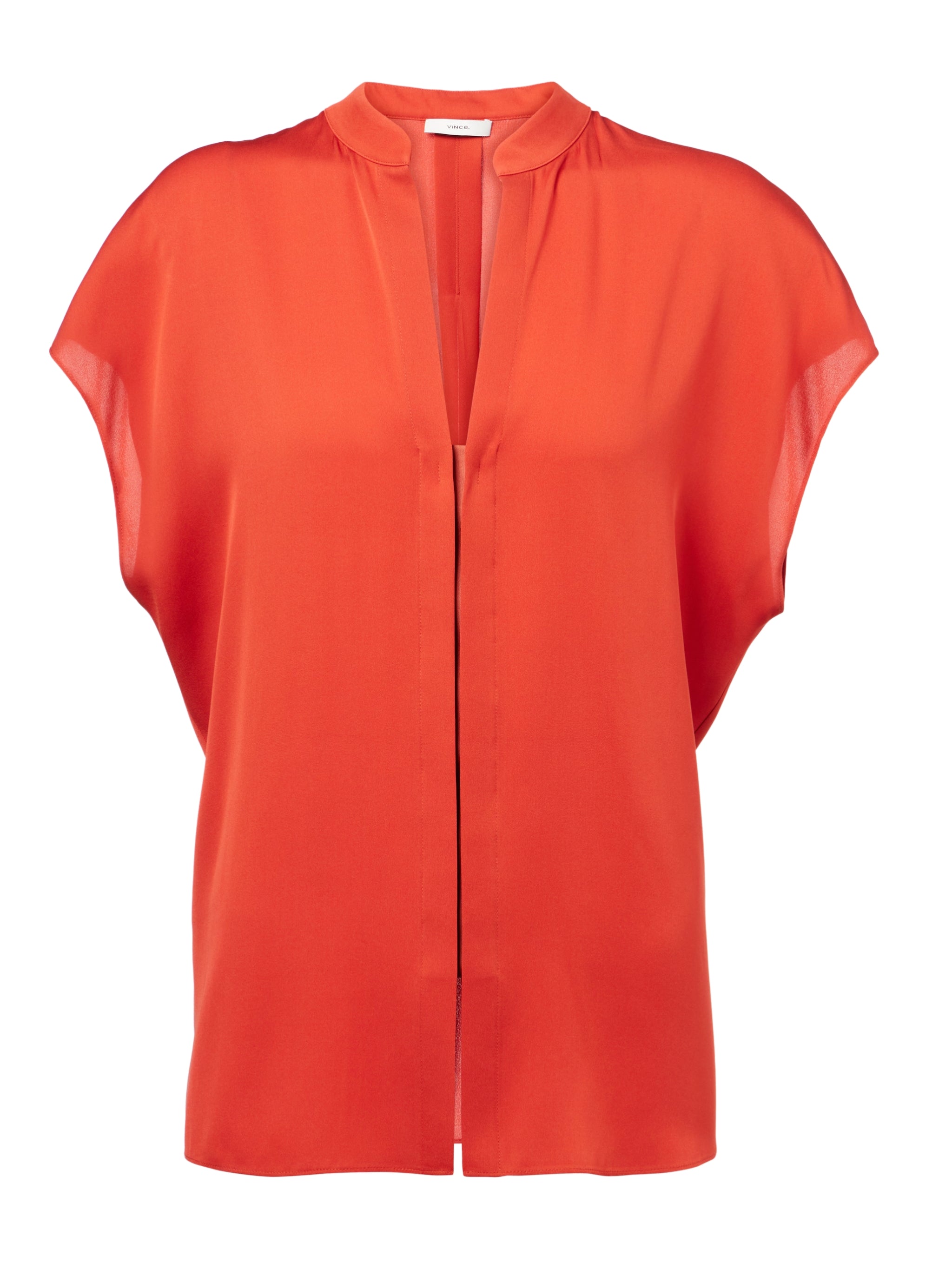 CAP SLV BLOUSE W/ CONTRAST HIDDEN PLKT