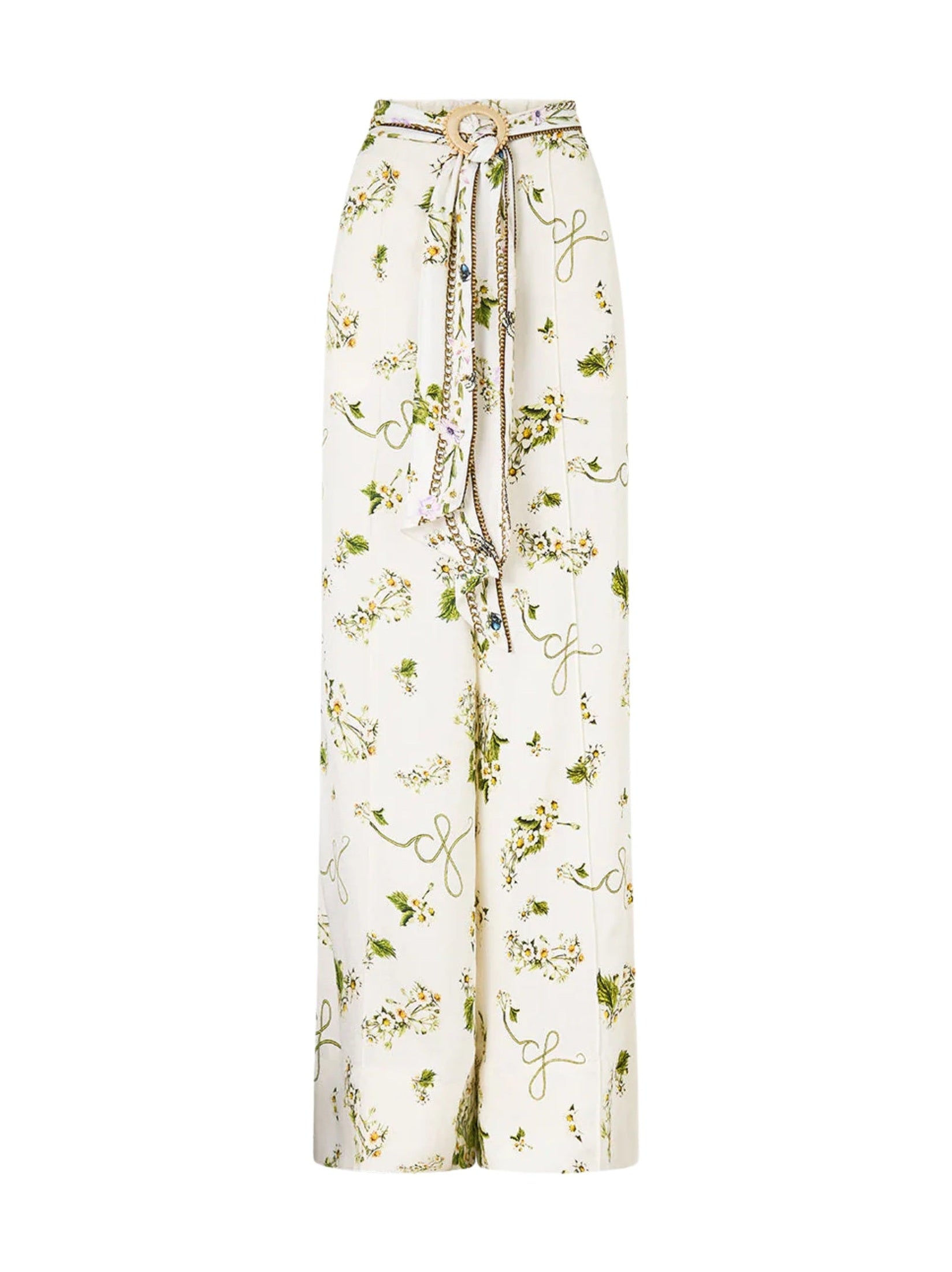 Scarf belt wide leg pant
