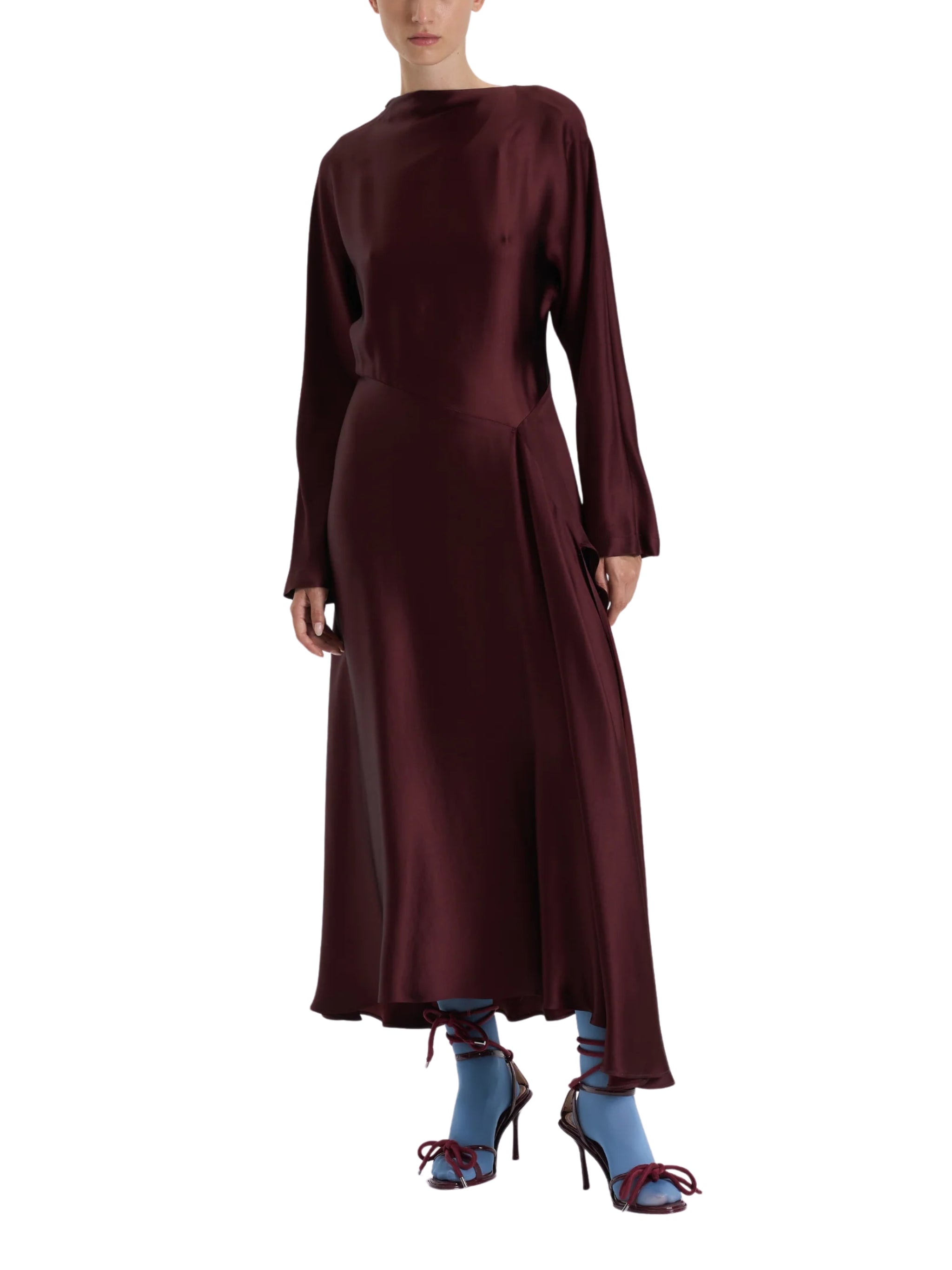 BURGUNDY MINIMALIST LONG DRESS