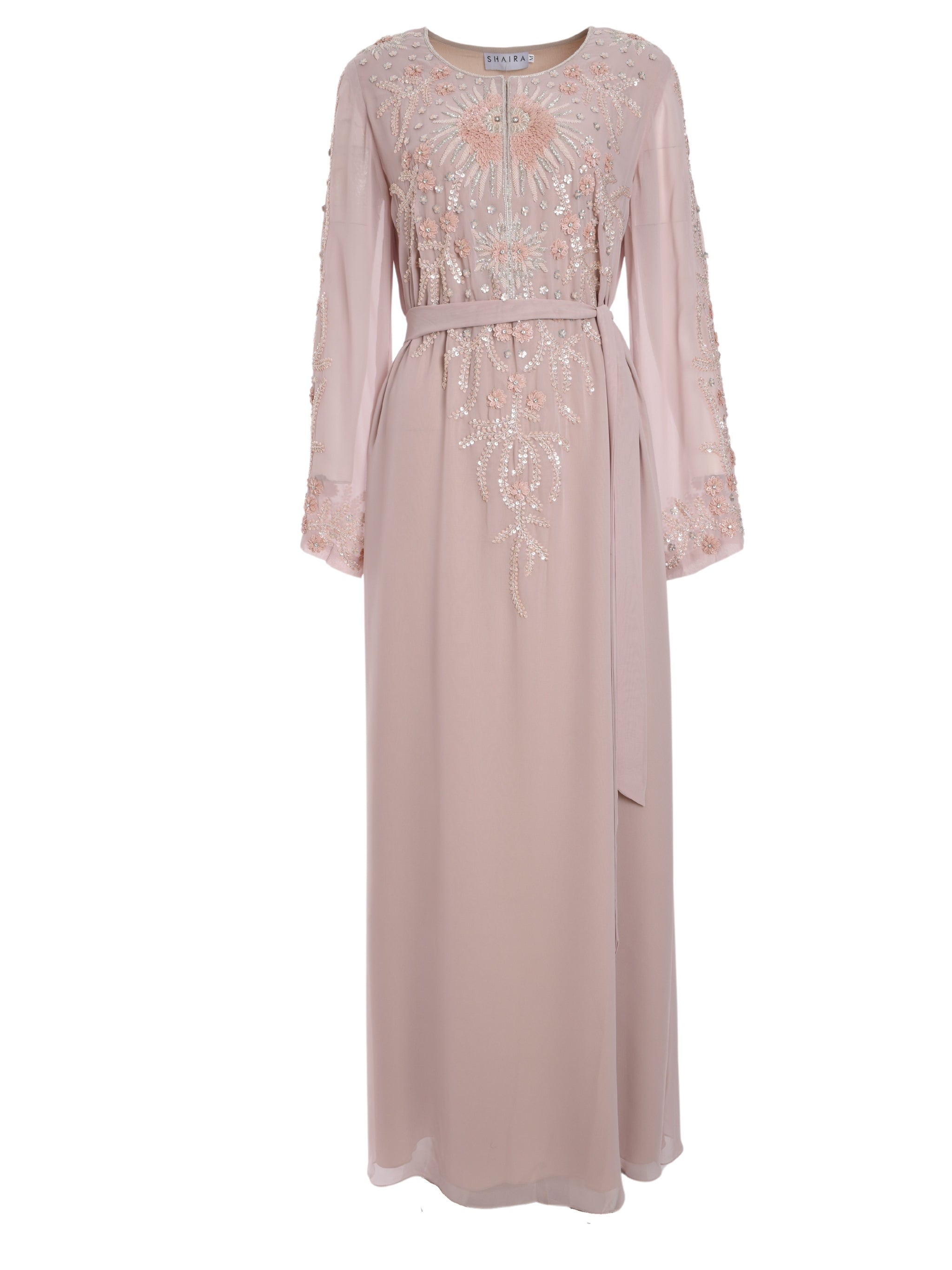 Long Sleeves Jalabiya with Luxe Sequins Embroidery & Separate Belt