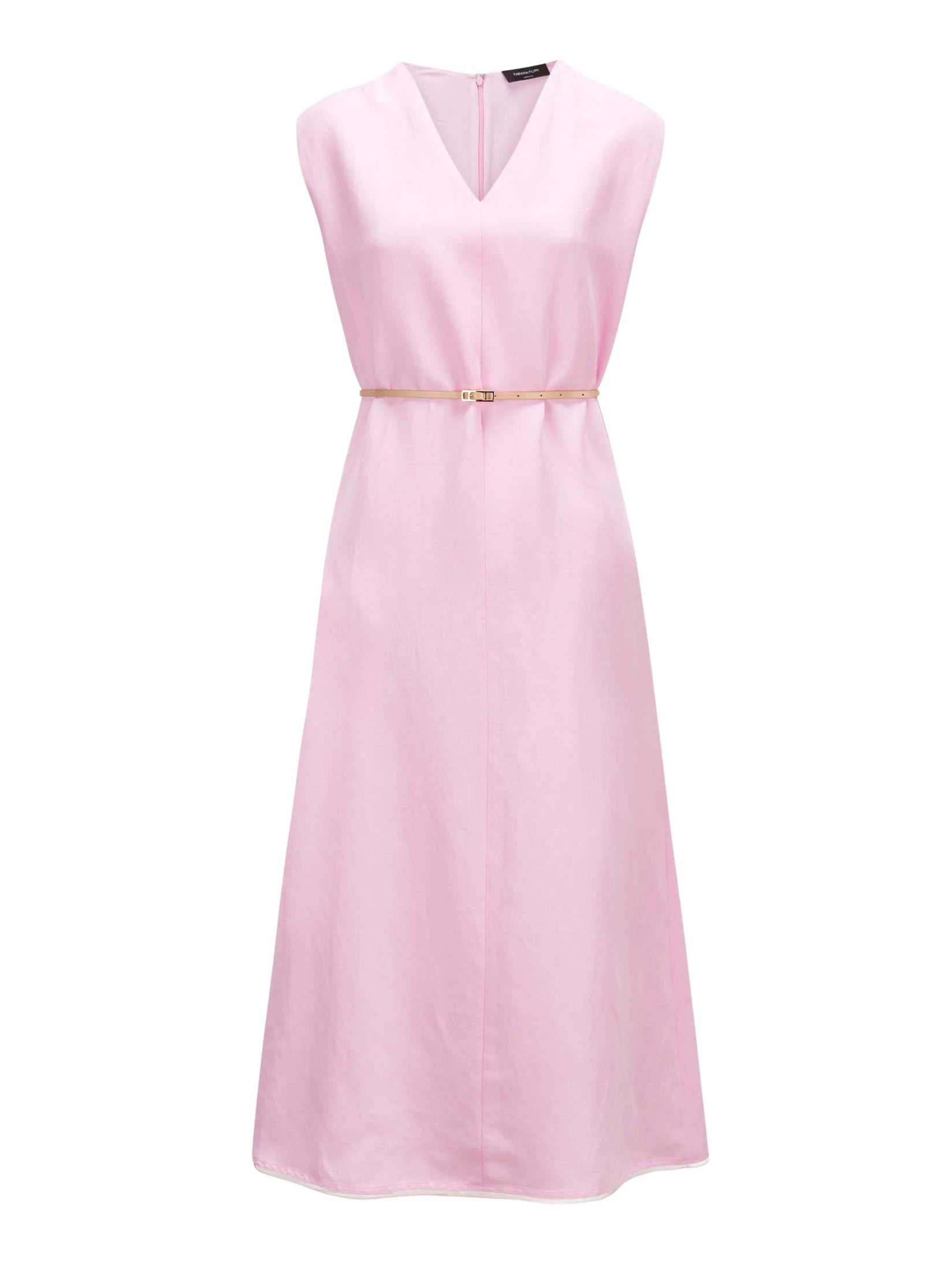 Fluid dress in linen and viscose
