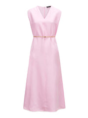 Fluid dress in linen and viscose