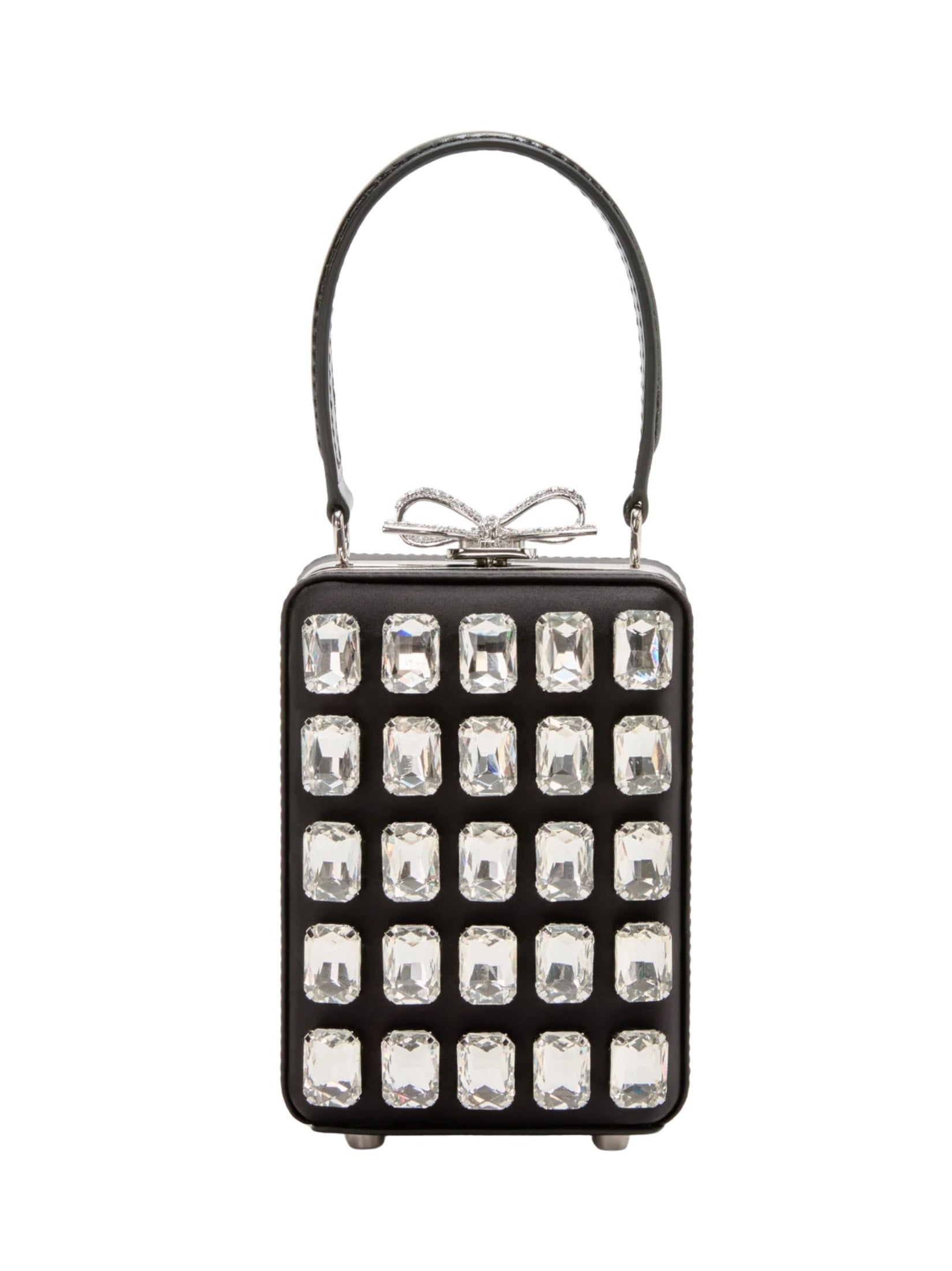 Black satin crystal micro bag