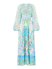 Lace up front long dress