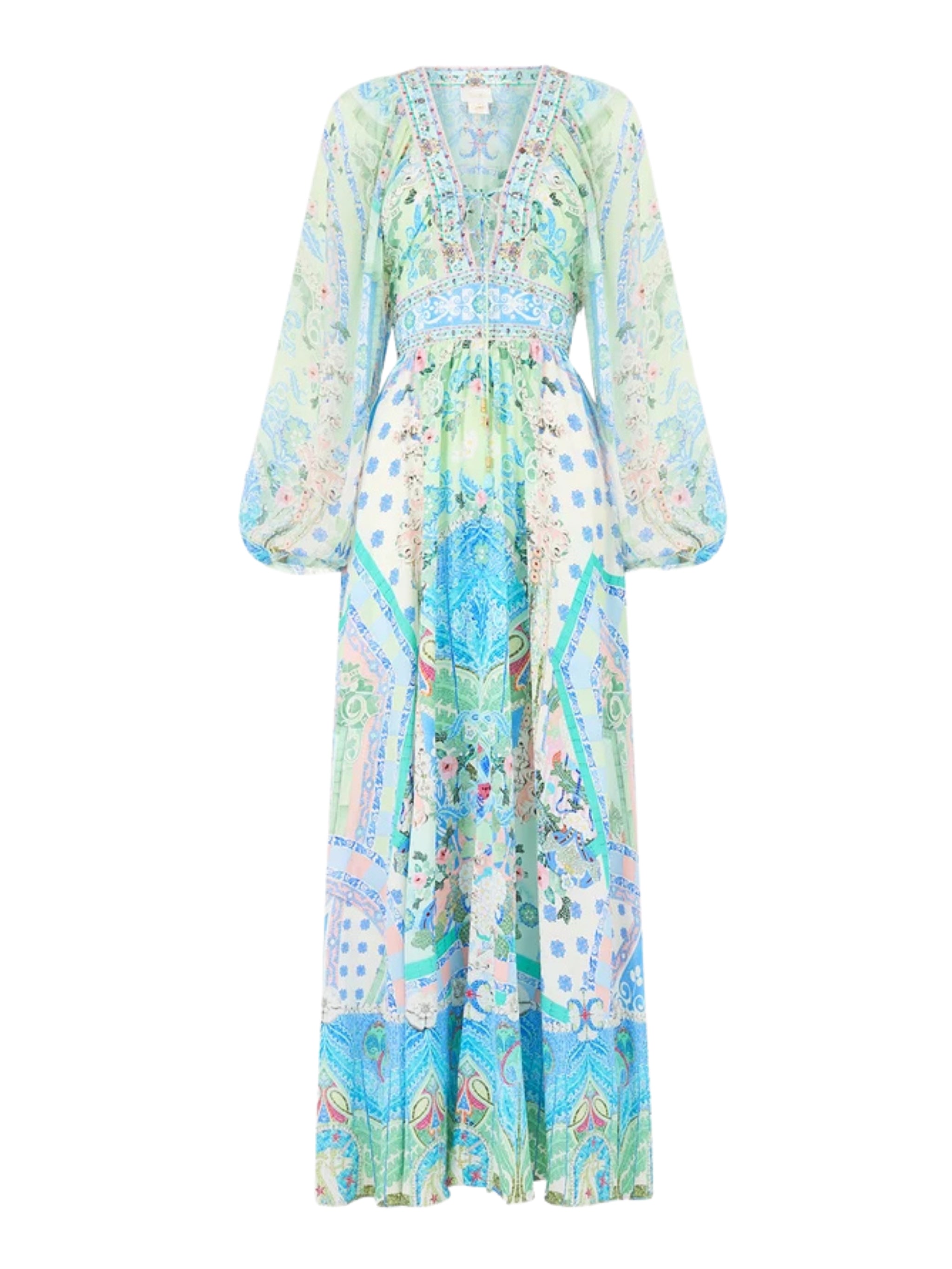 Lace up front long dress