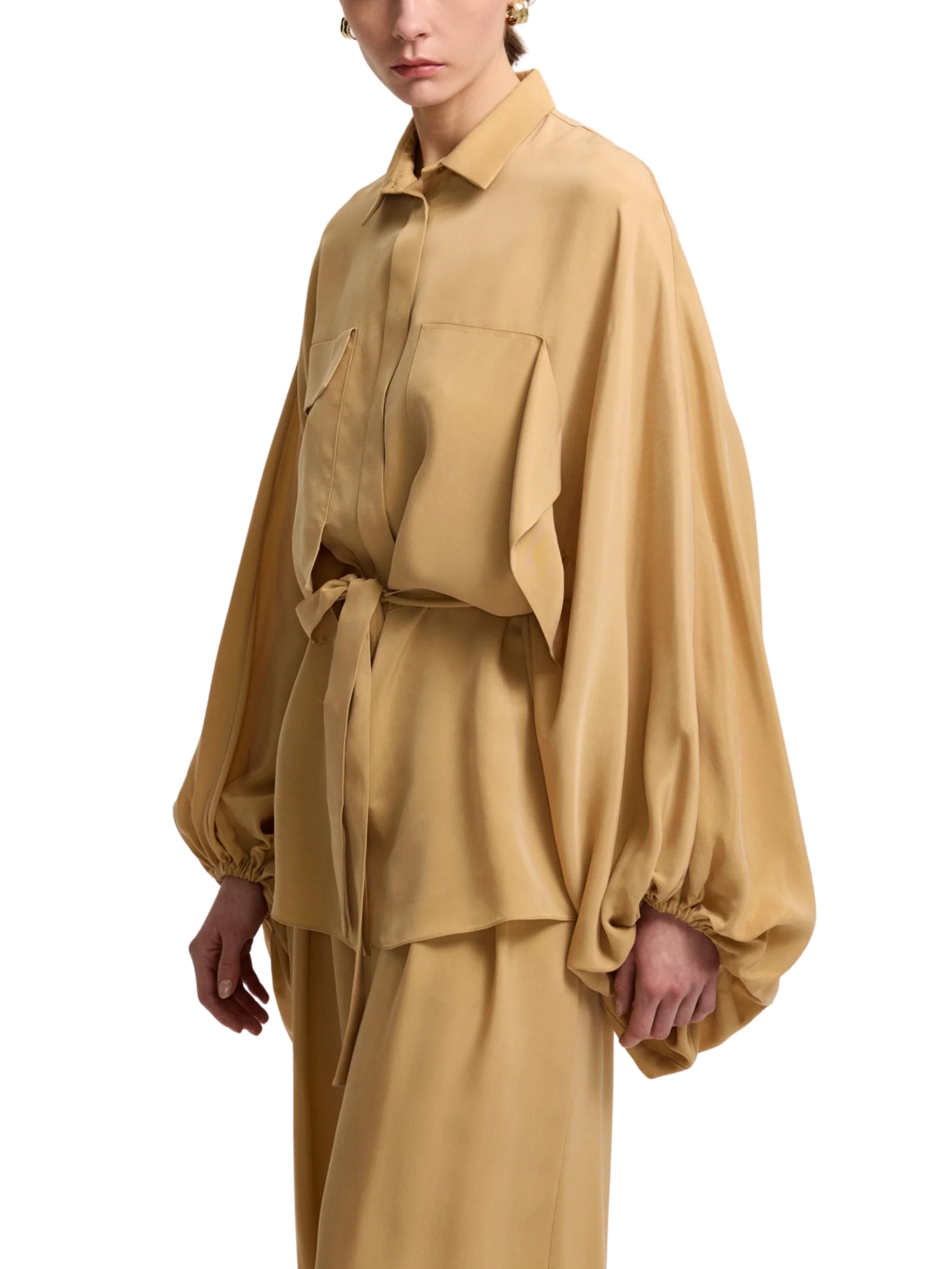 DROP SHOULDER CUPRO BLOUSE