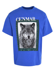 CENMAR BLUE T-SHIRT WITH A WOLF PRINT