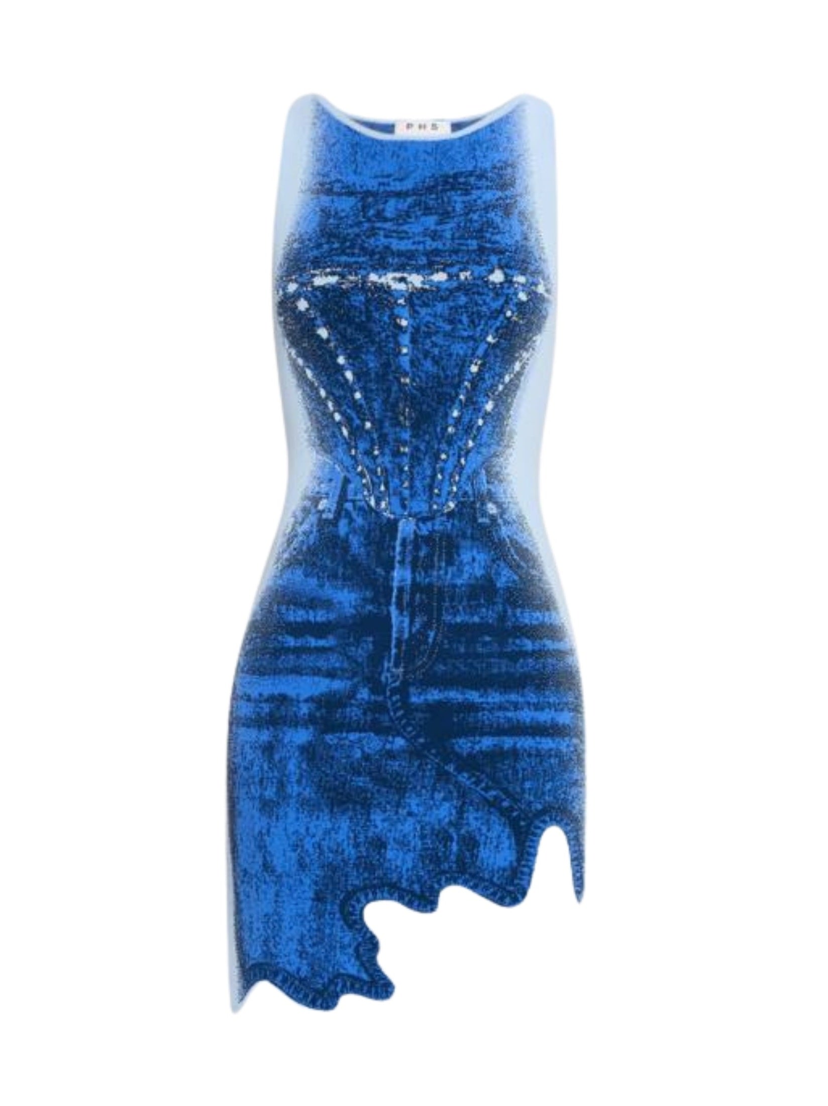 Hazel denim print mini dress