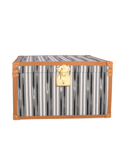 Modern,kutnu ikat & leather medium decorative trunk