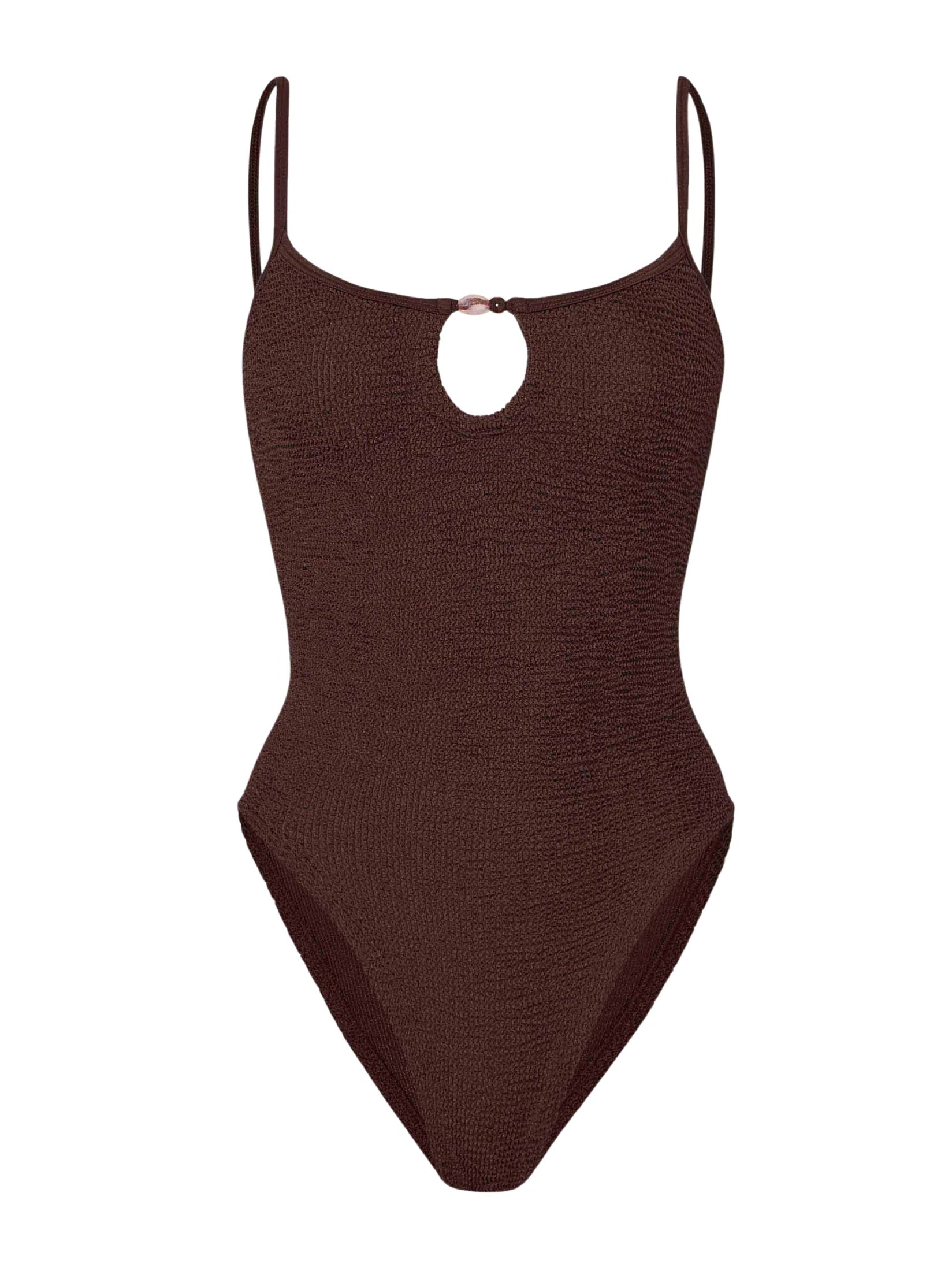 Mia beaded swim - m metallic crinkle metallic chocolate