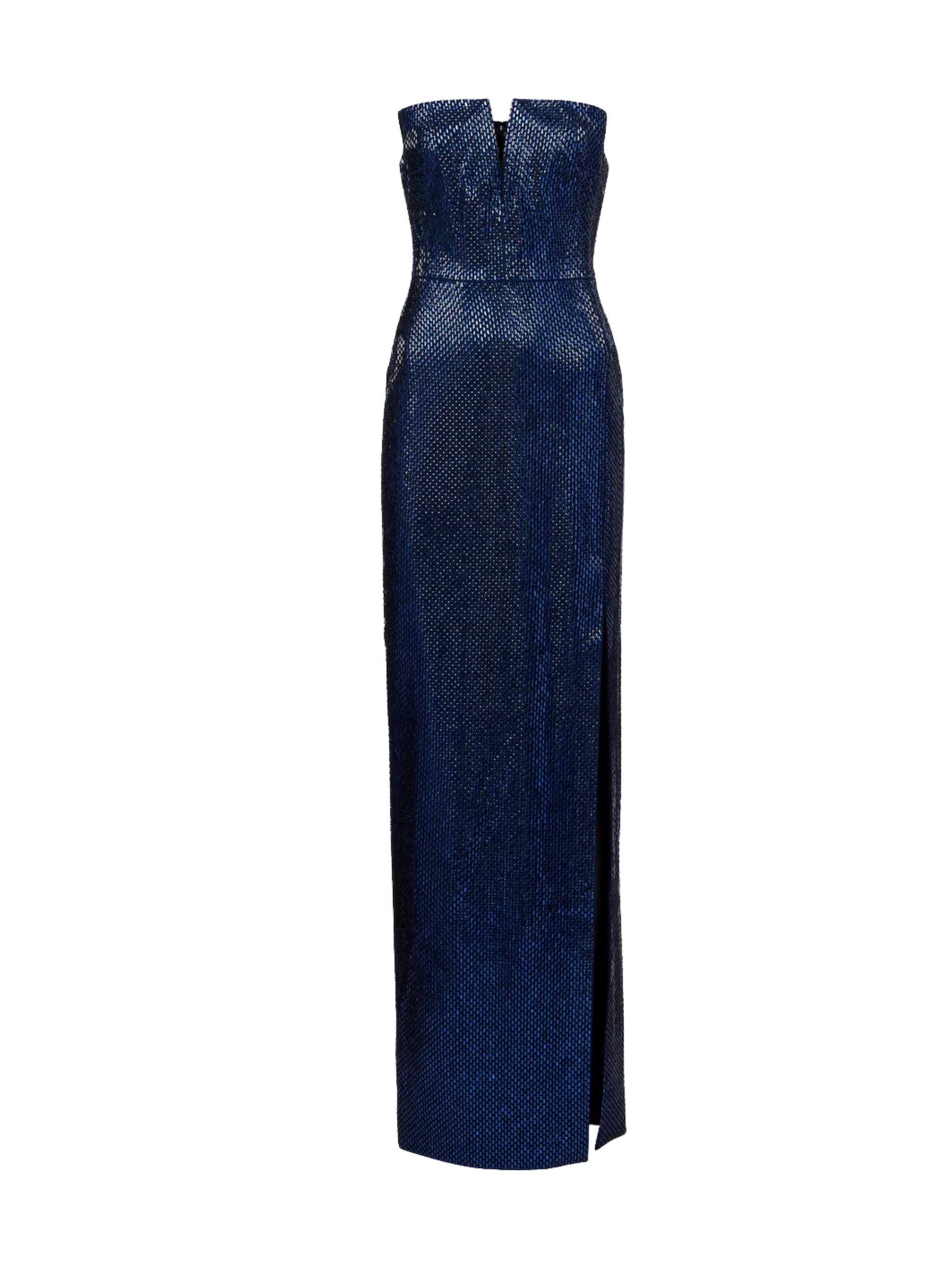 STRAPLESS ALL OVER DIAMANTE GOWN NAVY