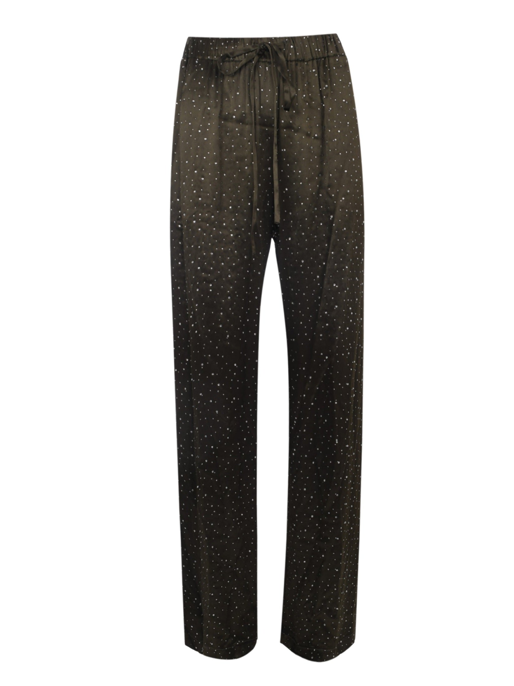 Khaki glitter palazzo trousers