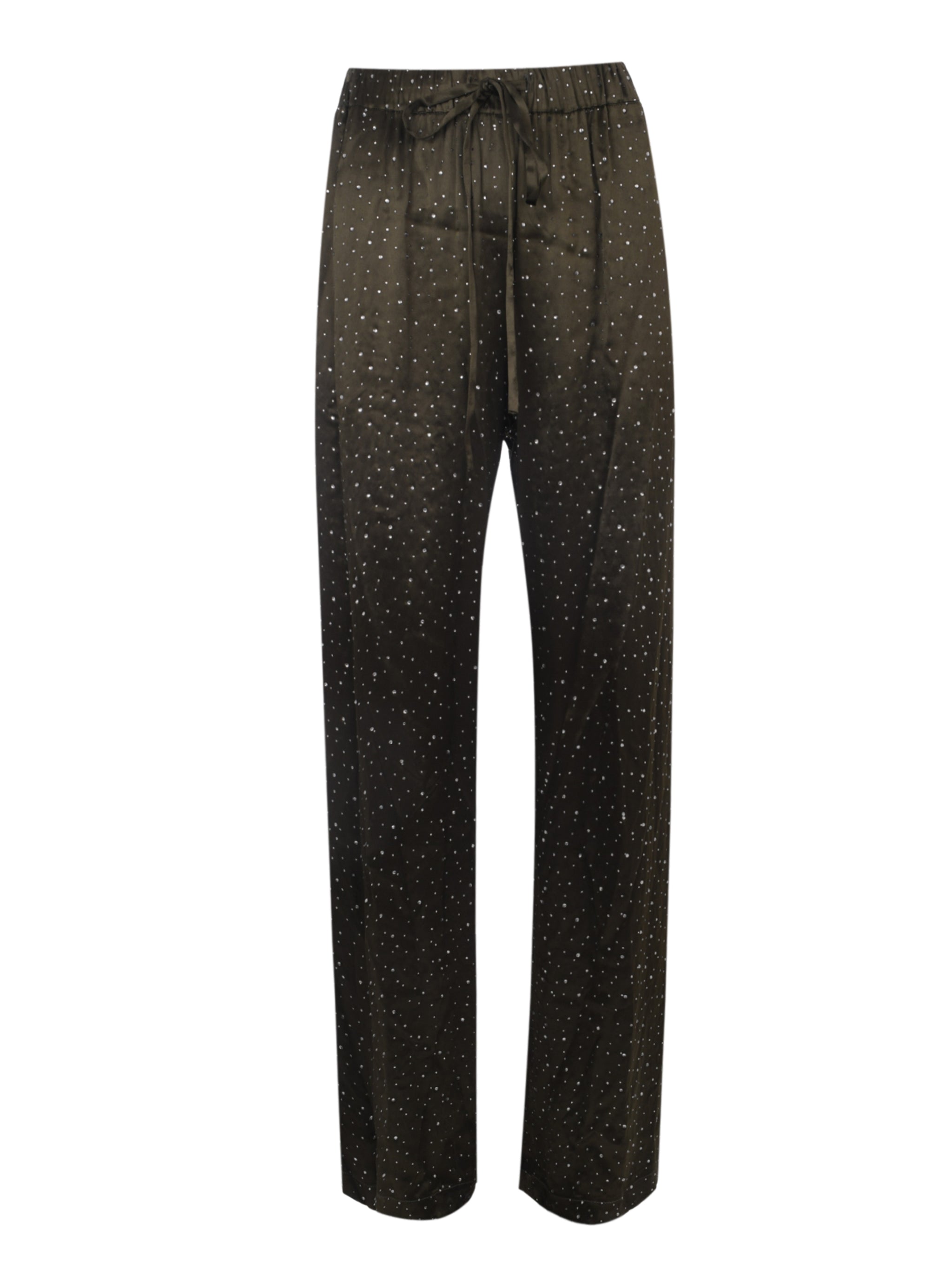 KHAKI GLITTER PALAZZO TROUSERS