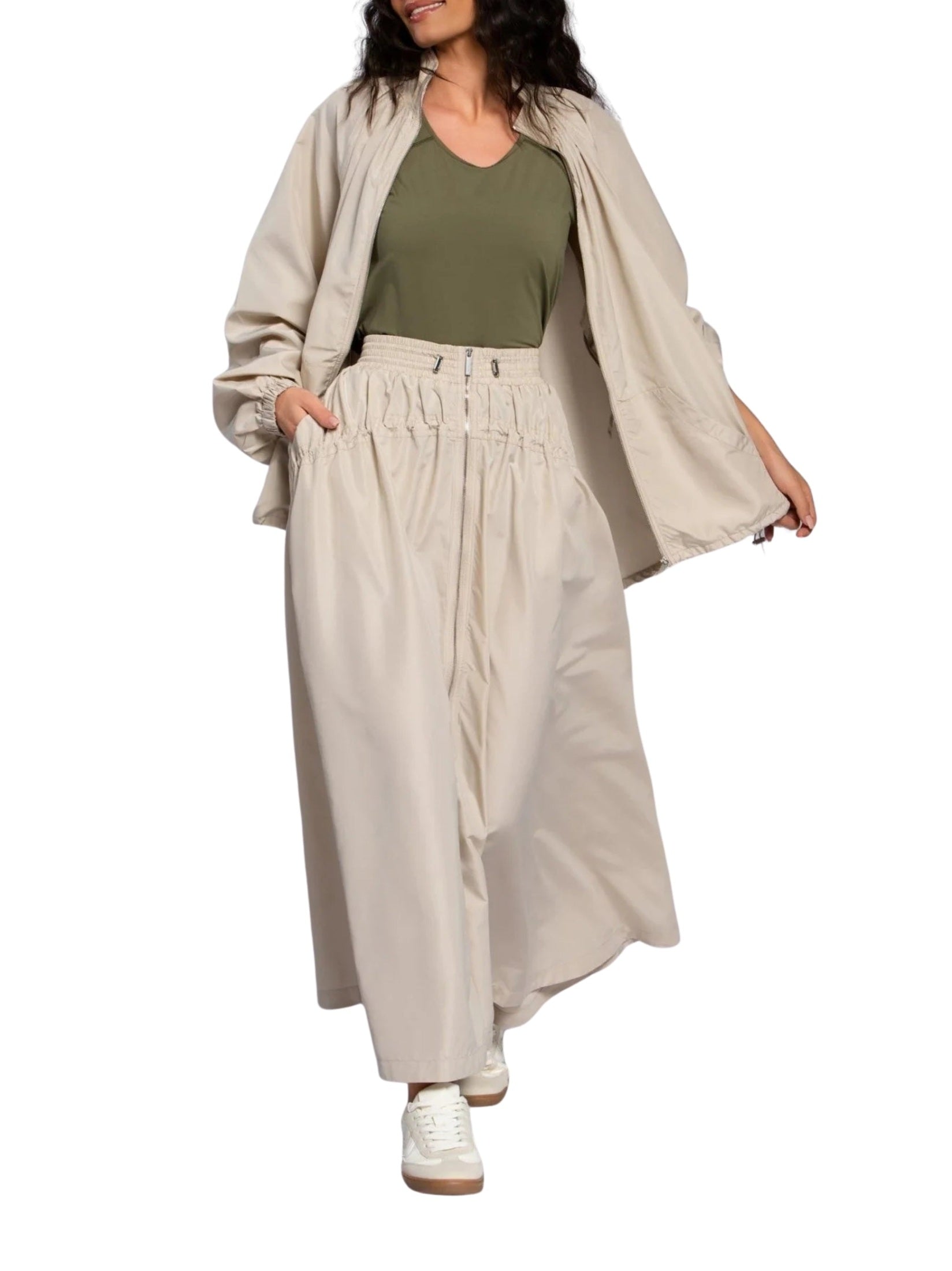 Gathered parka easonal beige