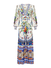 SHAPED WAISTBAND DRESS WITH GATHERED SLEEVES