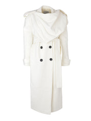 ECRU CACHET SCARF-DETAILED MAXI COAT