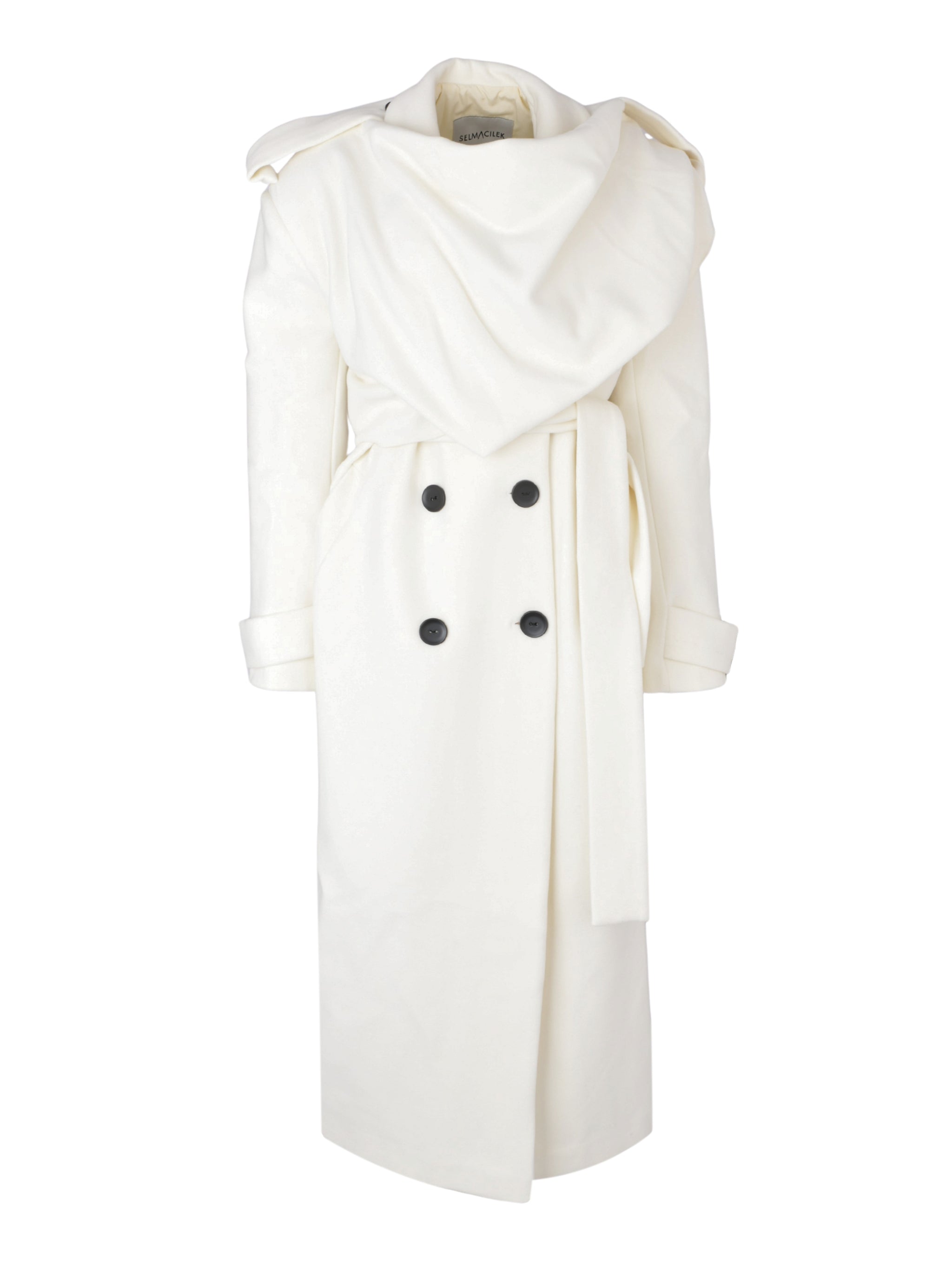 ECRU CACHET SCARF-DETAILED MAXI COAT