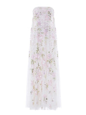 Wisteria sequin strapless cape gown