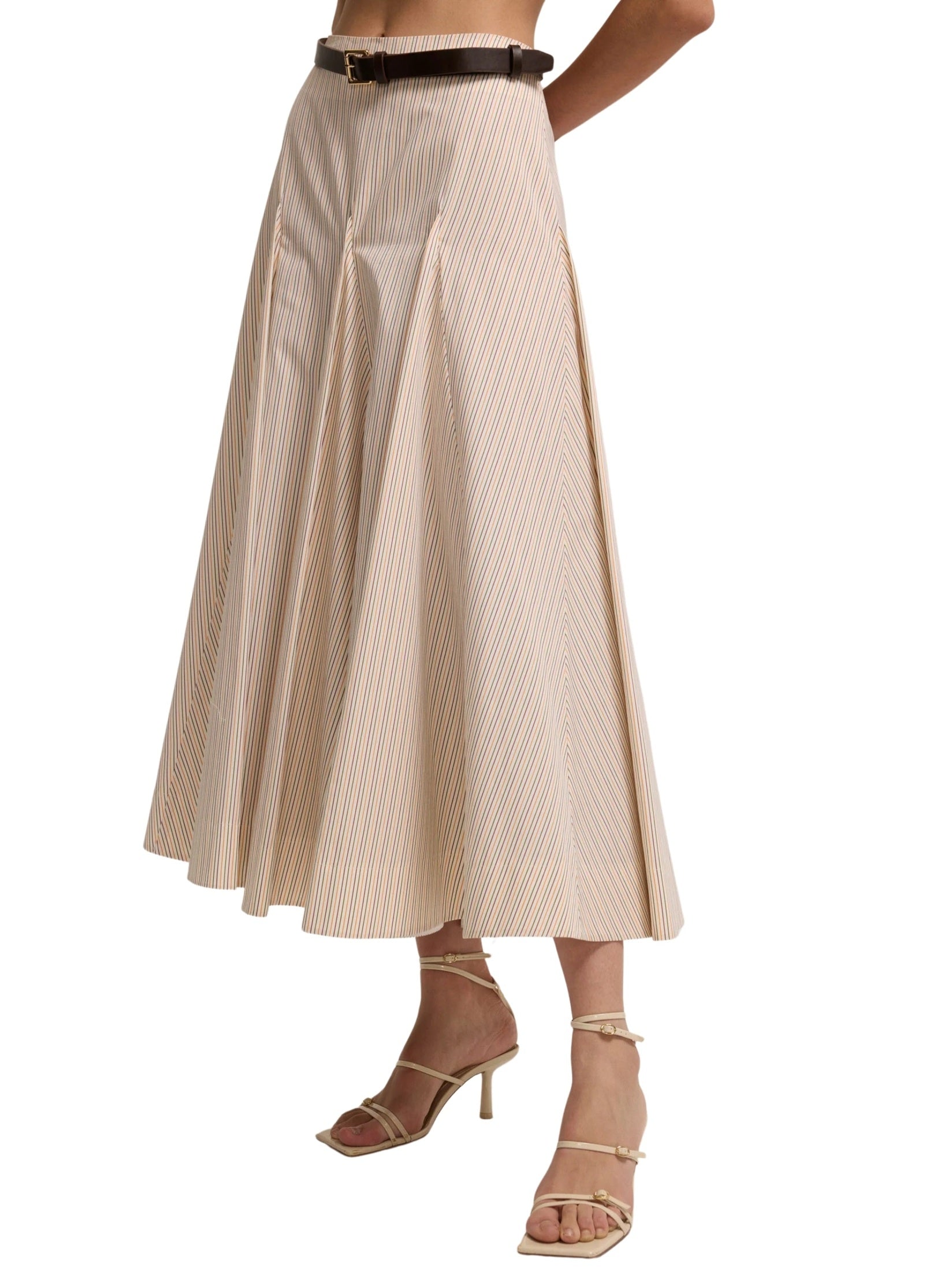 Striped cotton bell skirt