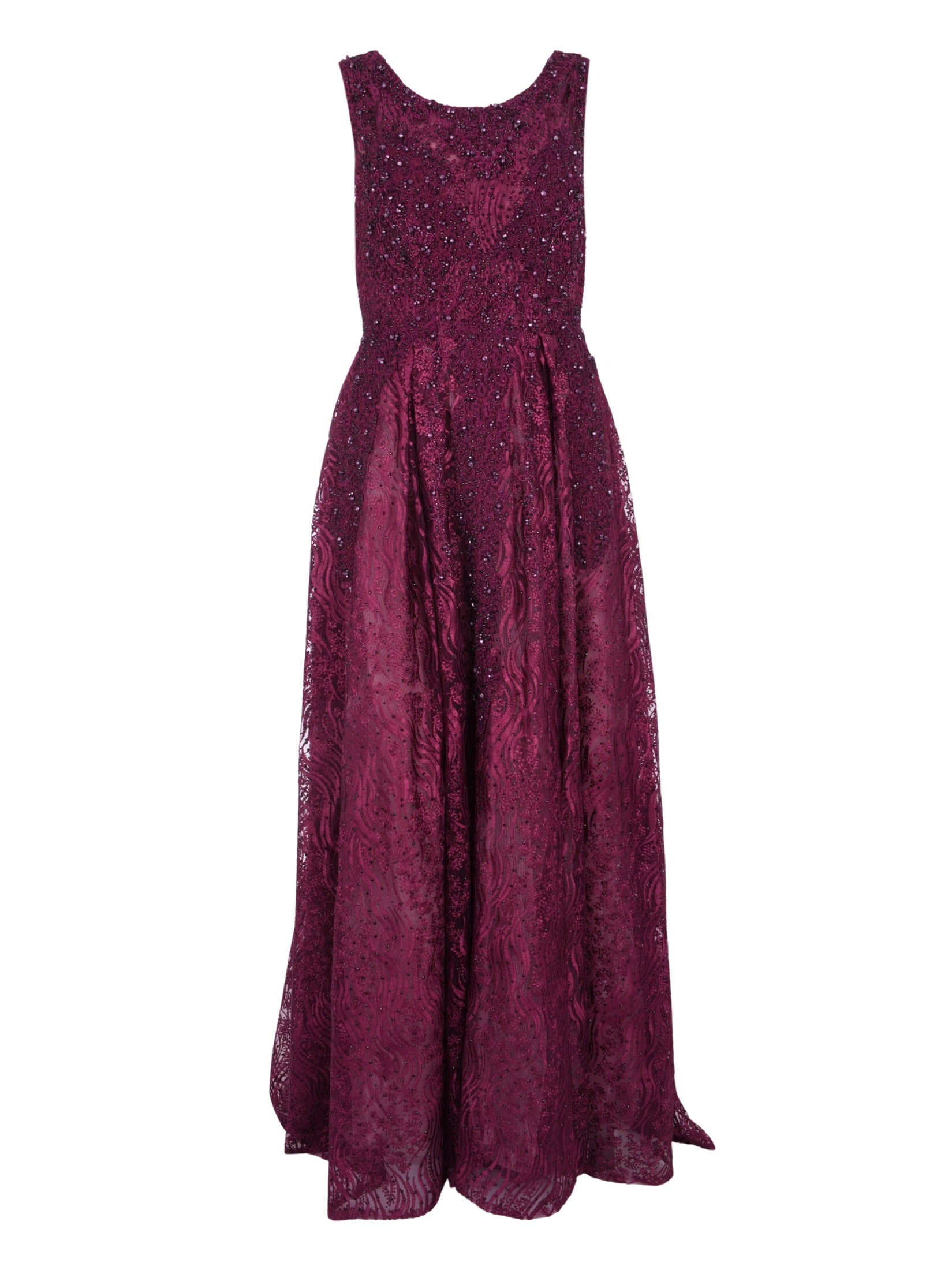 Embellished sleeveless high neck a line gown