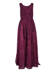 EMBELLISHED SLEEVELESS HIGH NECK A LINE GOWN