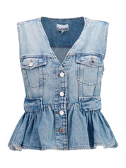 Lightweight denim peplum vest