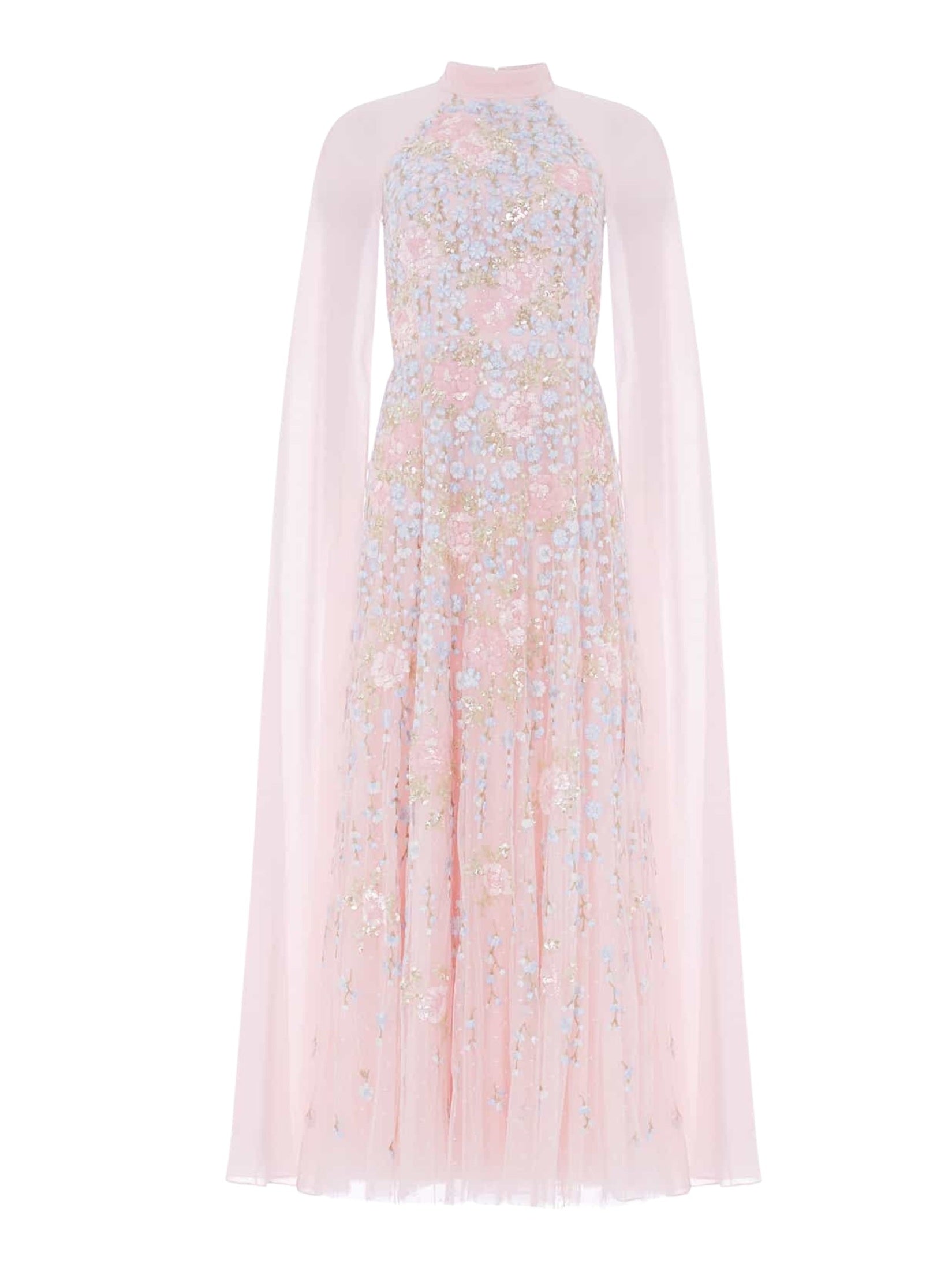 Cressida floral cape ankle gown
