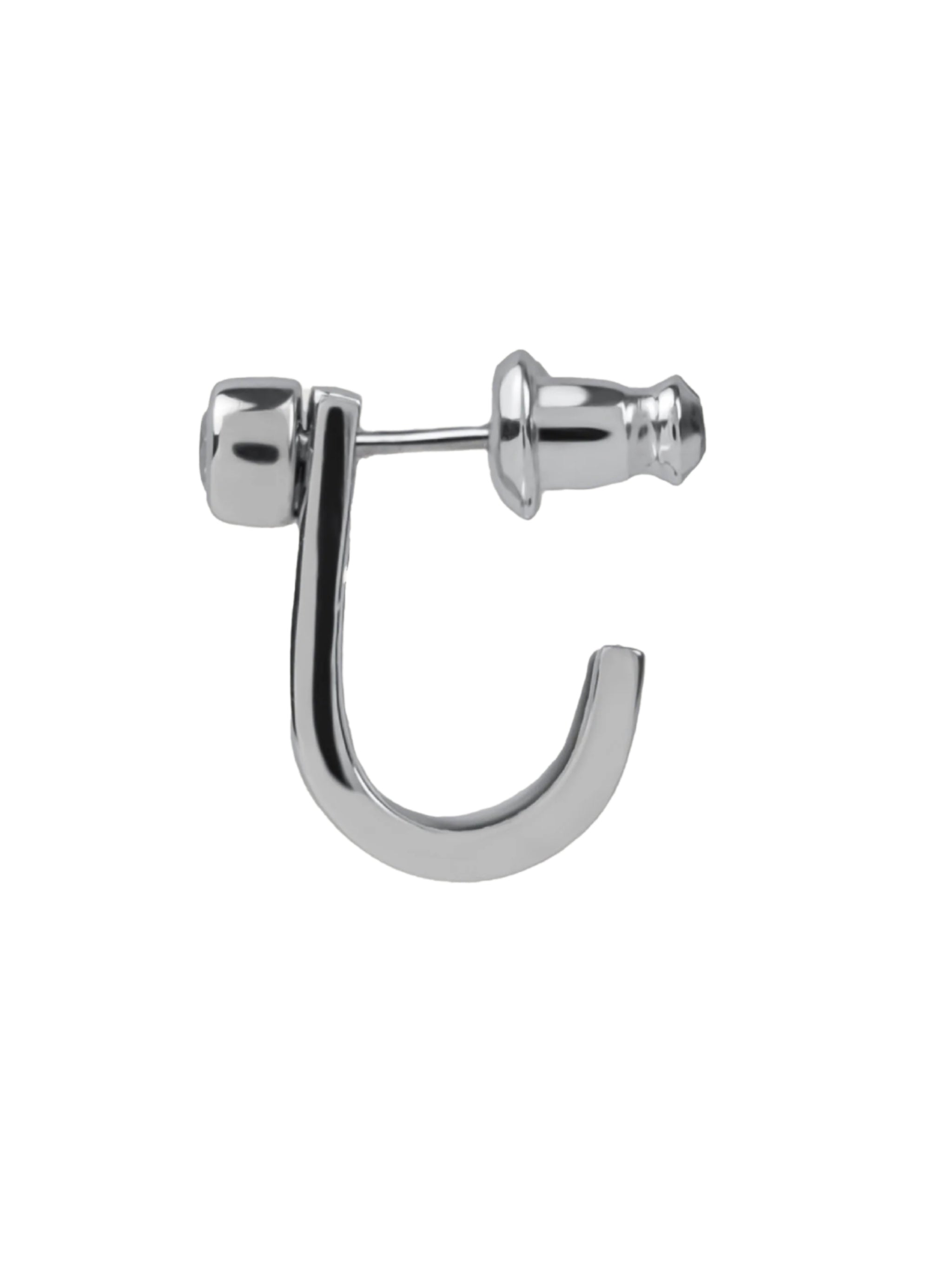 J earrings in sterling silver & rhodium and white cz