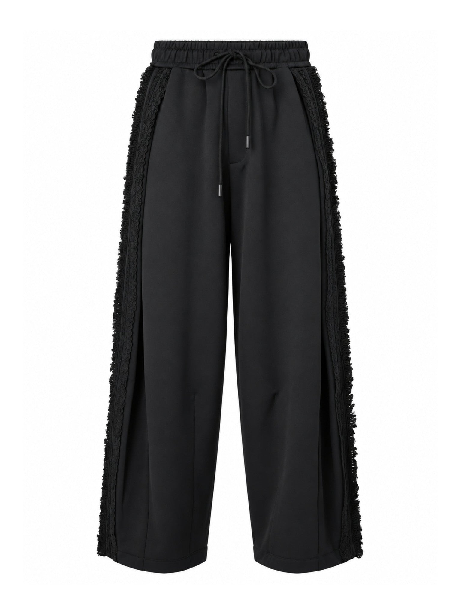 Multi lace trim one tuck track pants