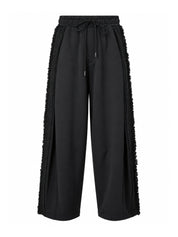 Multi lace trim one tuck track pants