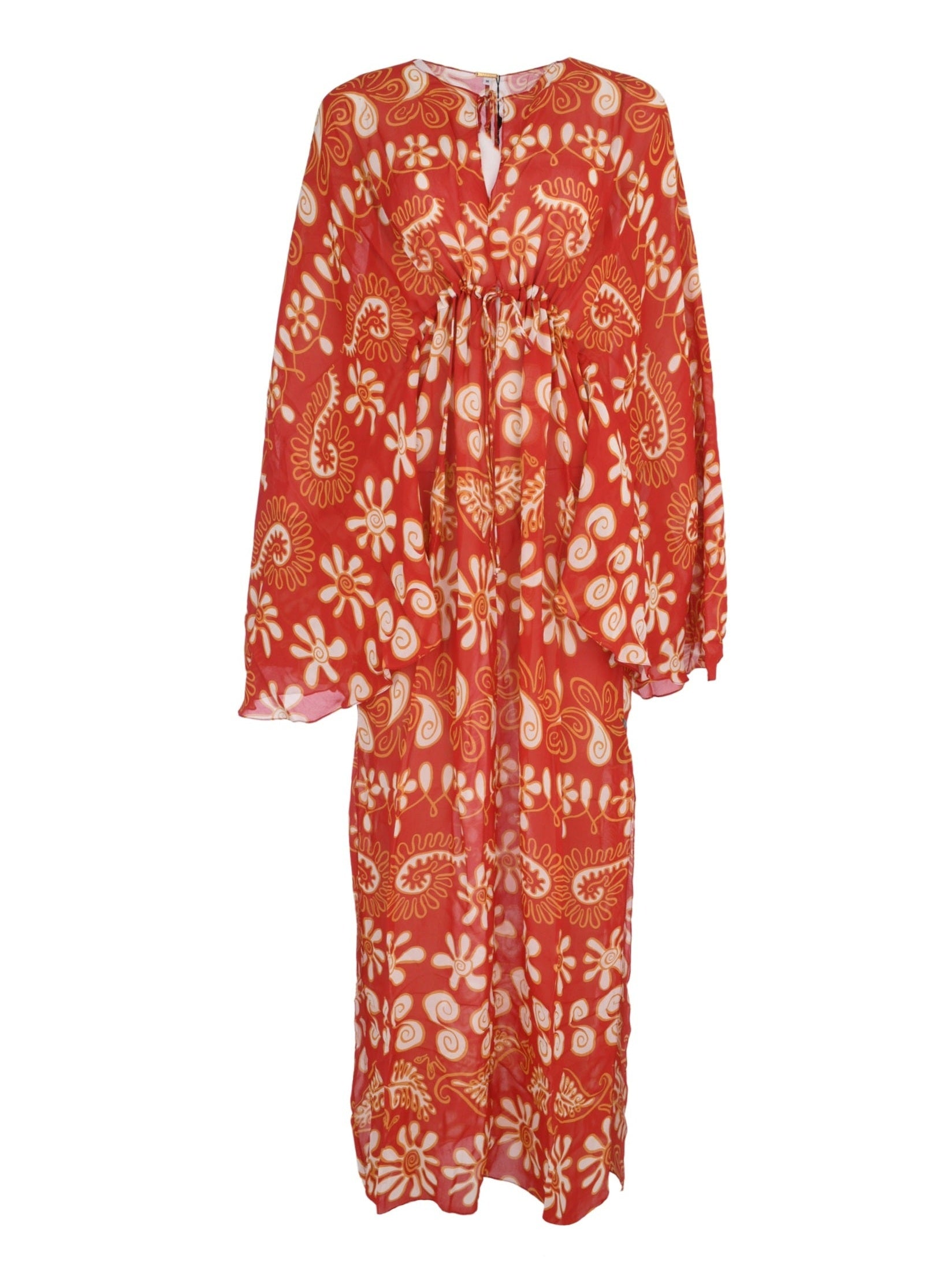 Deep v-neck kaftan featuring extra long flared sleeves