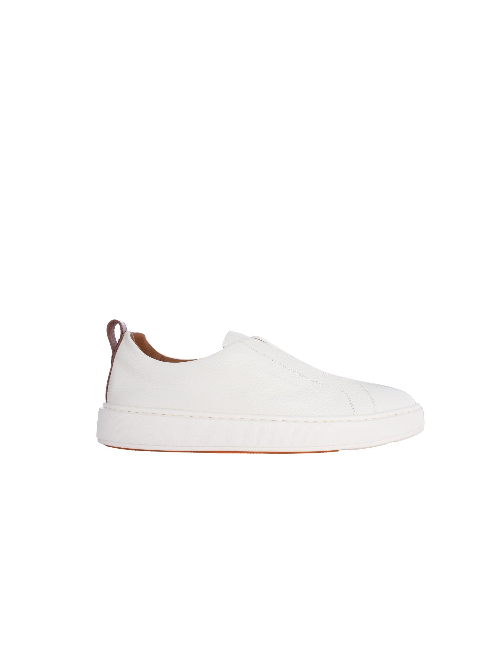 Men's white tumbled leather slip-on sneaker