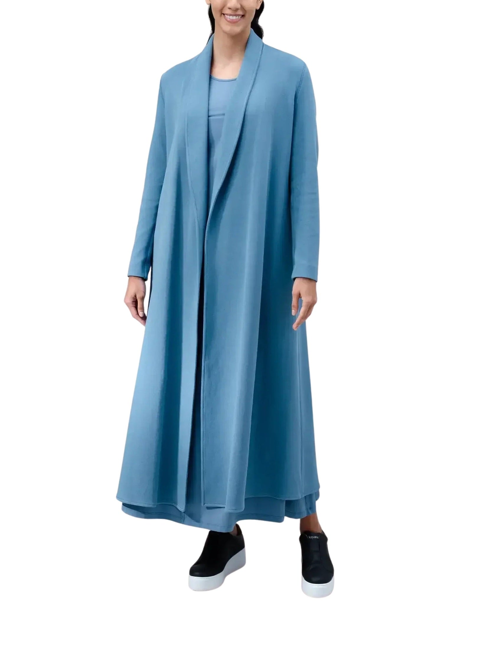 One-piece full length caftan - techno abaya-blue stone