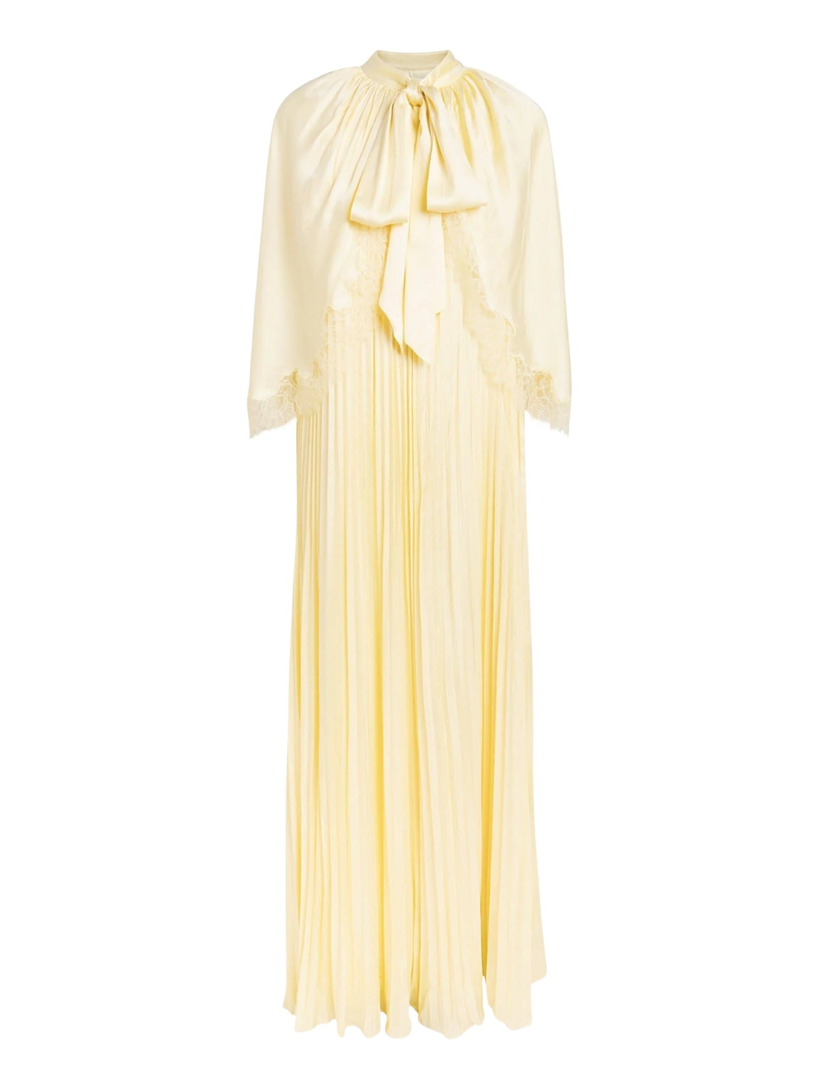 Yellow tie neck cape maxi dress
