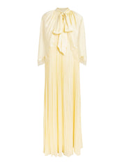Yellow tie neck cape maxi dress