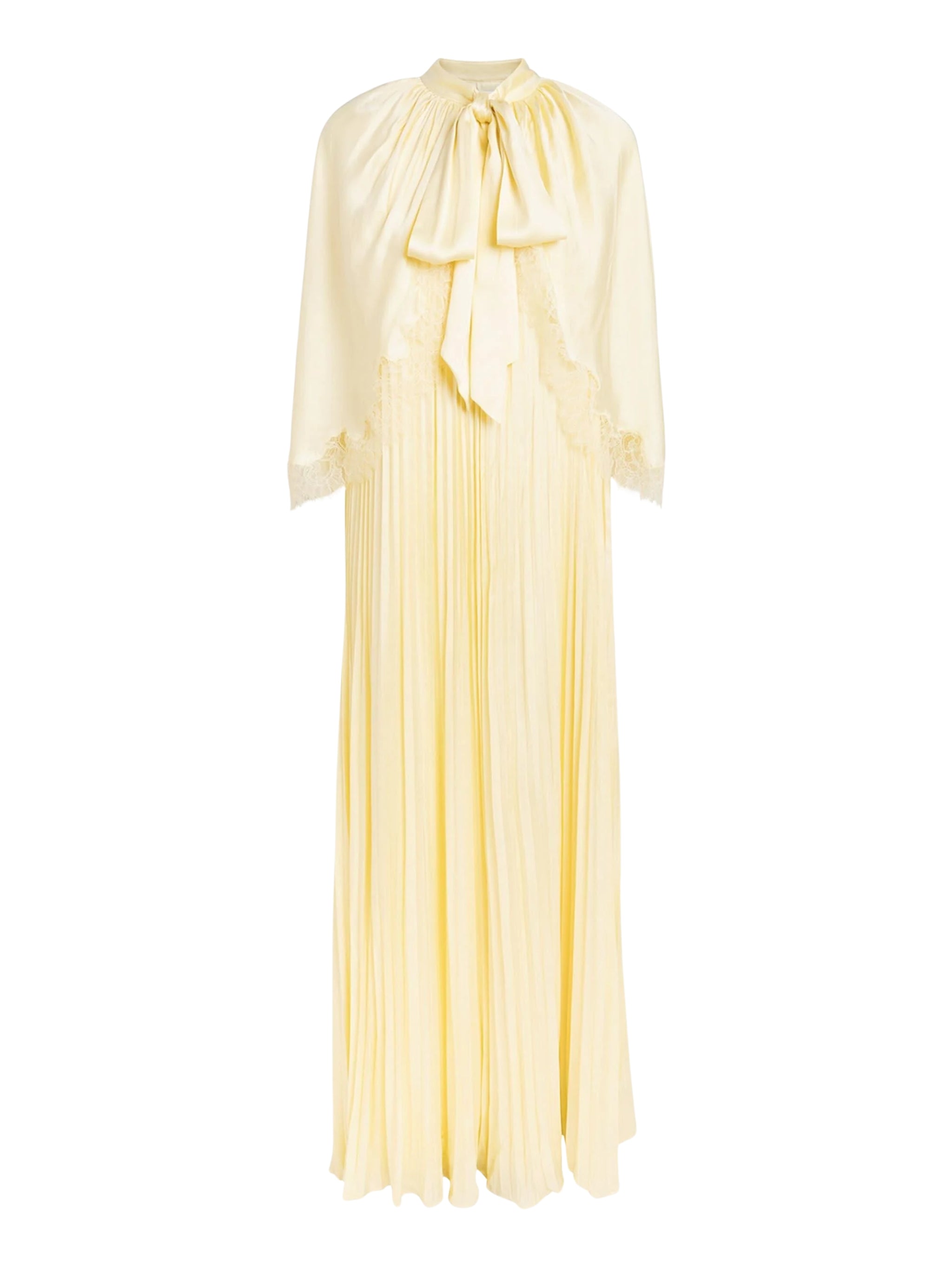 Yellow tie neck cape maxi dress