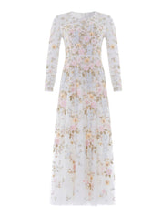 Garden rose long sleeve ankle gown